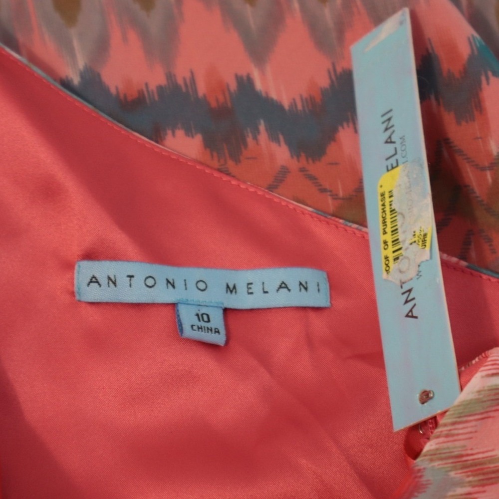 Antonio Melani Santa Fe One Shoulder Maxi Dress Ikat Chevron Multi Color Size 10 - Picture 6 of 7